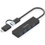 Aisens Hub USB 3.1 con Conexión Dual USB-C y USB-A, 4 Puertos USB 3.0, Negro